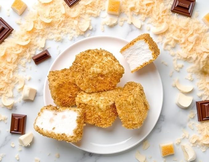 SweetGourmet Toasted Coconut Marshmallow Cubes, Vanilla Flavor, Gluten-Free, GMO-Free, 1 Pound Bag