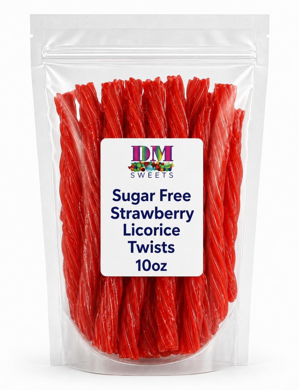 Sugar Free Strawberry Licorice Twists – 10 oz Bag of Classic Red Soft & Chewy Licorice Candy – Bold Old‑Fashioned Flavor – Fresh, Premium Quality Twists