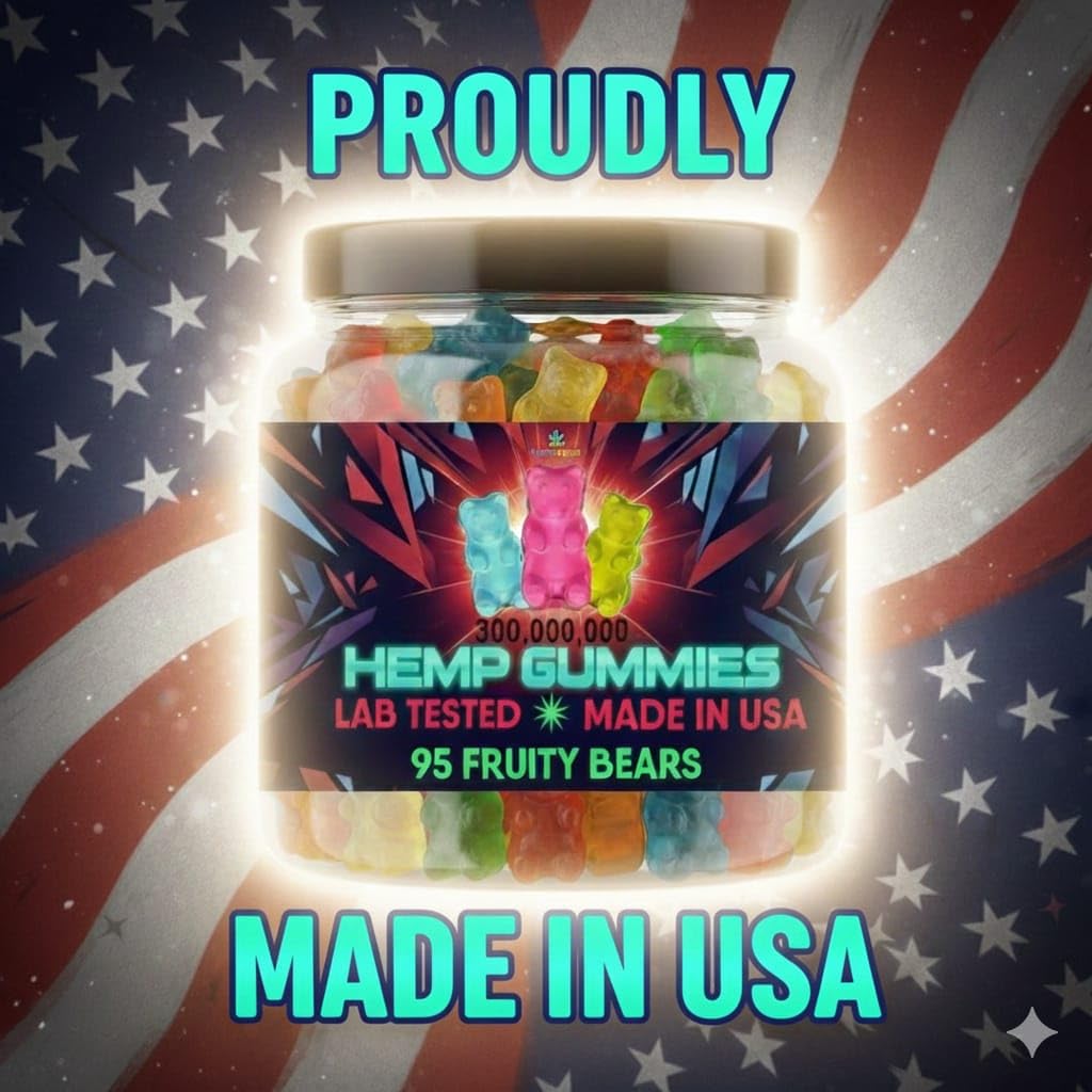 Hemp Gummies For Adults-Infused Fruit Gummy Bears Candy Edibles-For Calm & Relaxation Hempseed Oil -Made In USA-95 Count